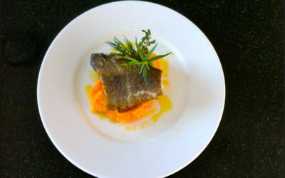 Bacalhau auf Süßkartoffelpüree mit Frühlingszwiebeln