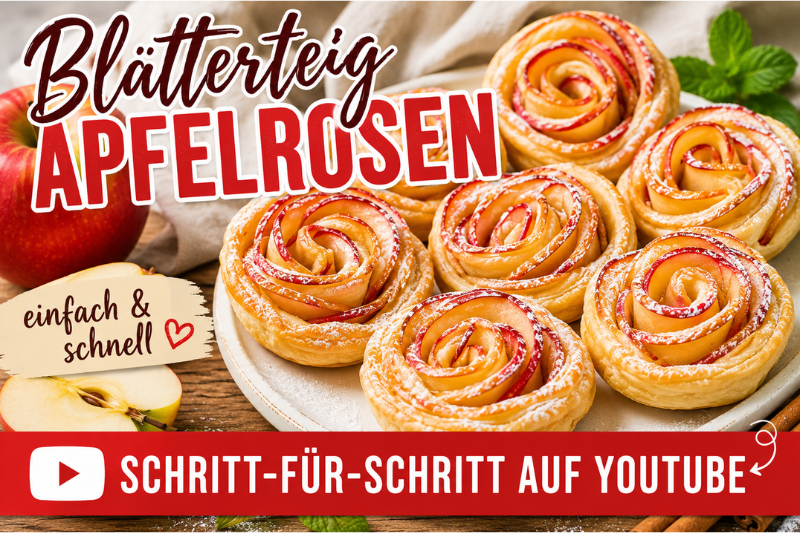 Blätterteig Apfelrosen – Rezept